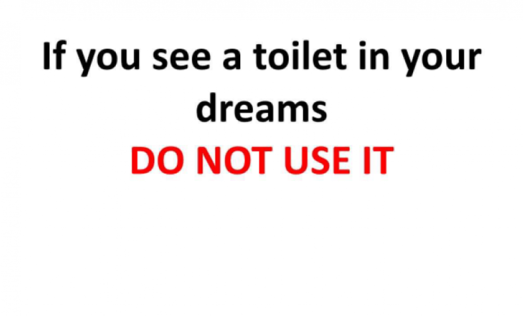 If you see a toilet in your dreams DO NOT USE IT