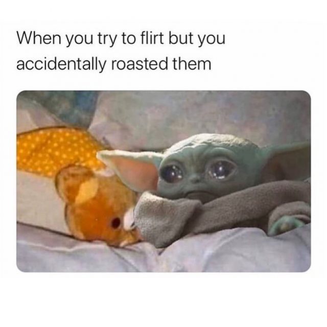 When you try to flirt but you accidentally roasted them