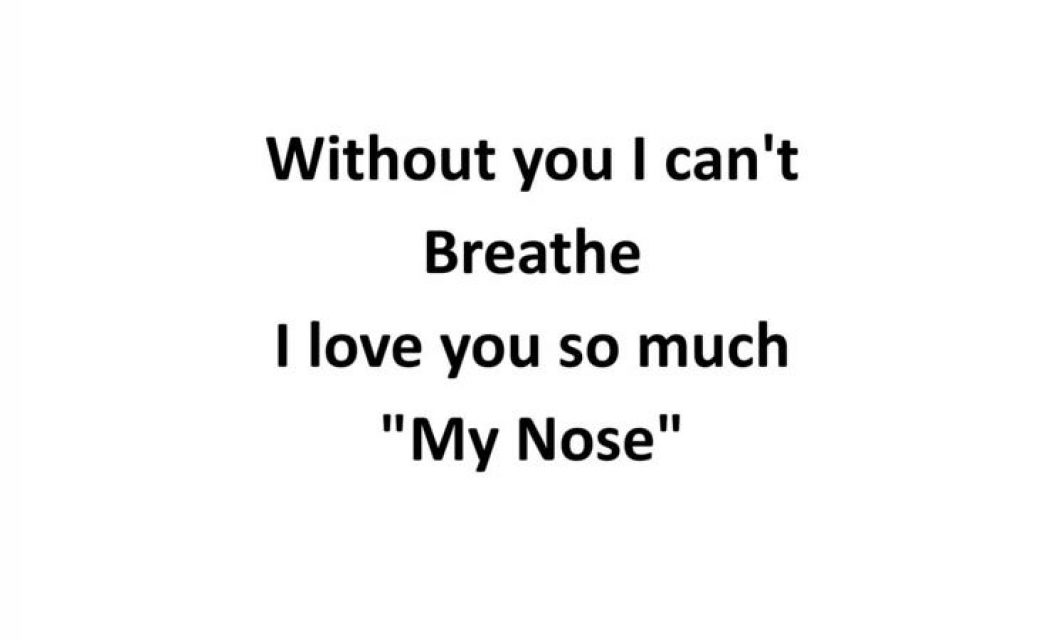 Without you I cannot breathe I love you so much My Nose